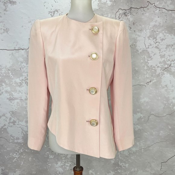 Vintage David Hayes Silk Pink 80s Asymmetrical Neiman Marcus Blazer 8 - Picture 12 of 12